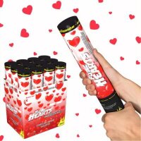 Confetti-Shooter 30 cm, Herzen rot