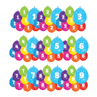 8 Ballons 2-seitig bedruckt in den Zahlen 1-9